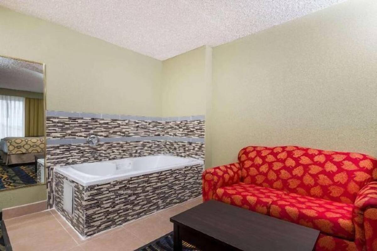 Desk, blackout curtains, soundproofing, iron/ironing board