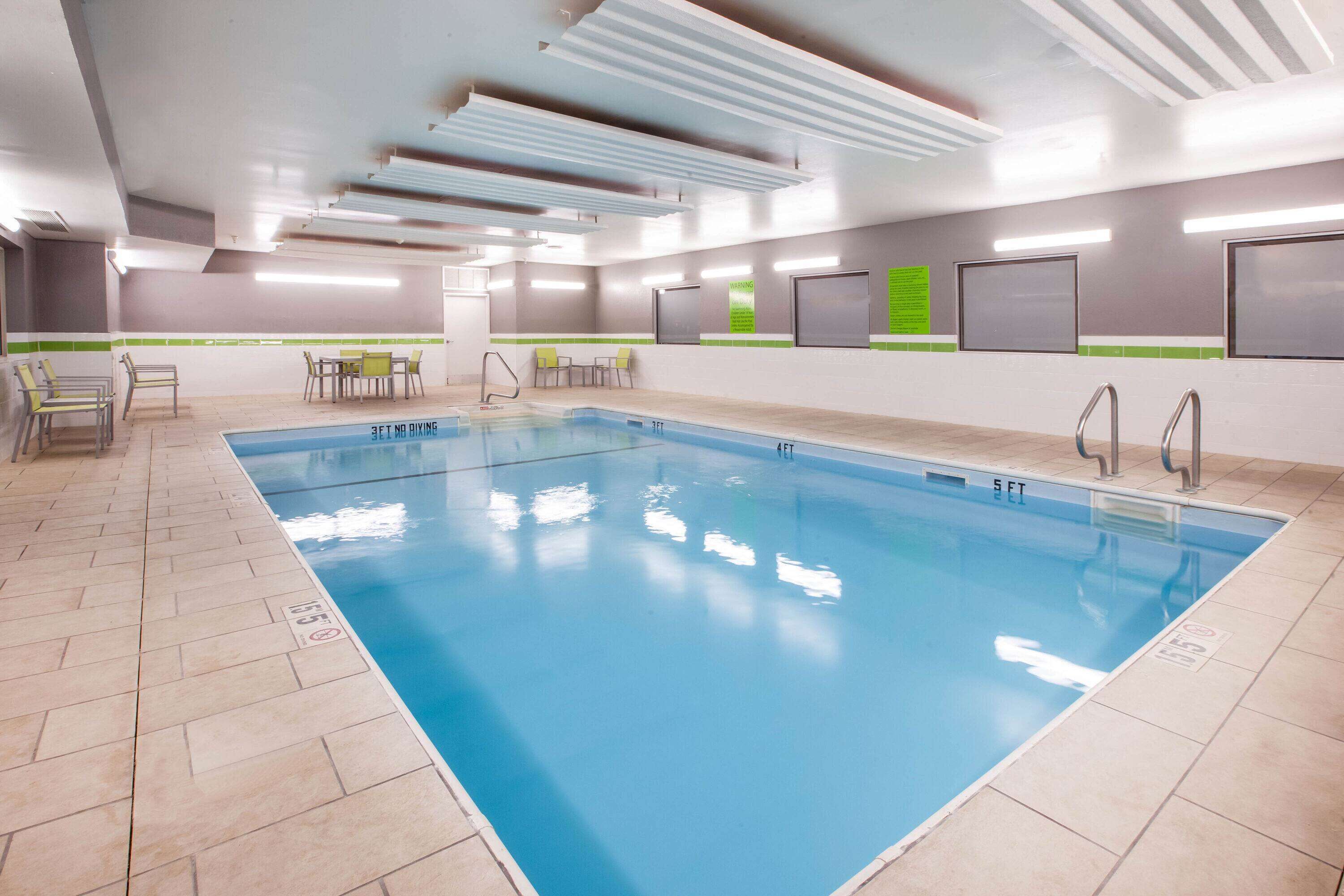 Indoor pool, open 6:00 AM to 10:00 PM, sun loungers