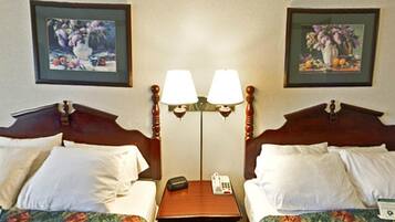 Desk, iron/ironing board, free WiFi, alarm clocks