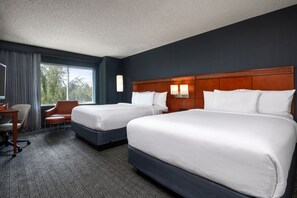 Pillowtop beds, desk, laptop workspace, blackout drapes