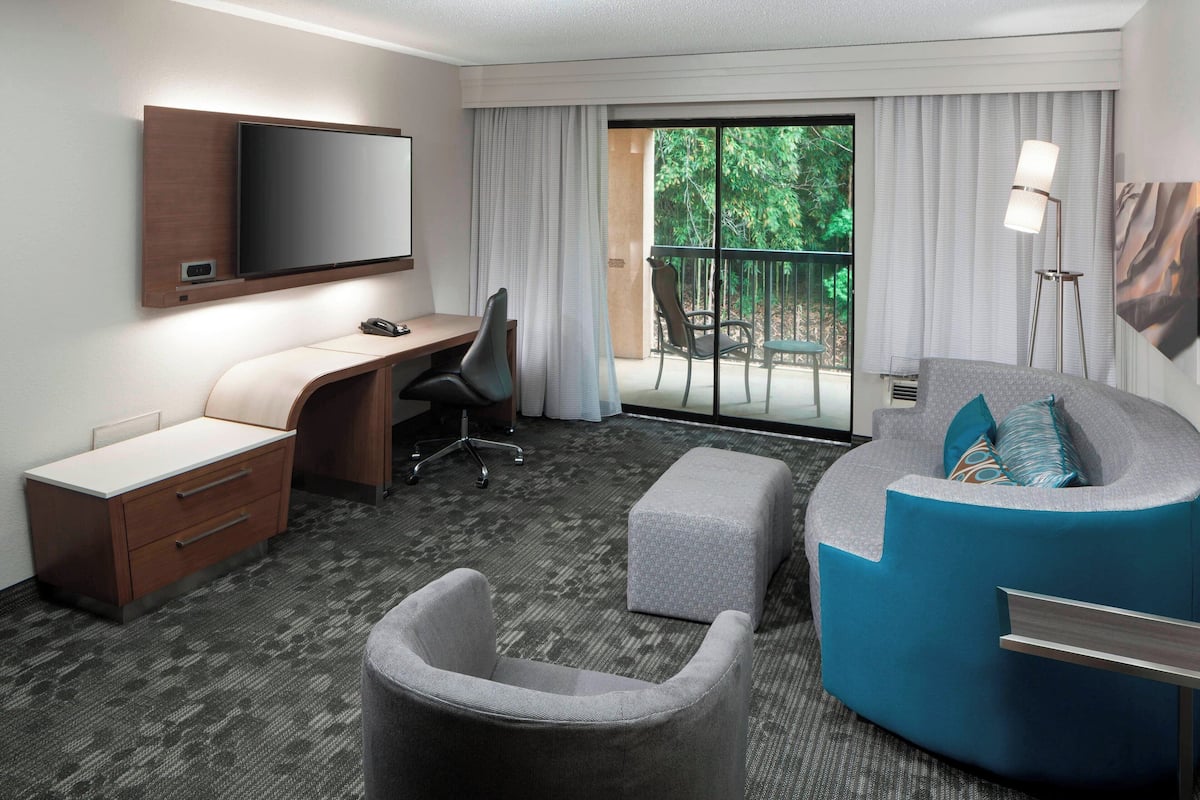 Suite, 1 King Bed with Sofa bed, Balcony | Living area | 32-inch flat-screen TV with cable channels, TV