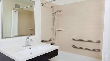Room, 1 Queen Bed, Accessible, Non Smoking (Tub) | Bathroom | Combined shower/tub, hair dryer, towels, soap