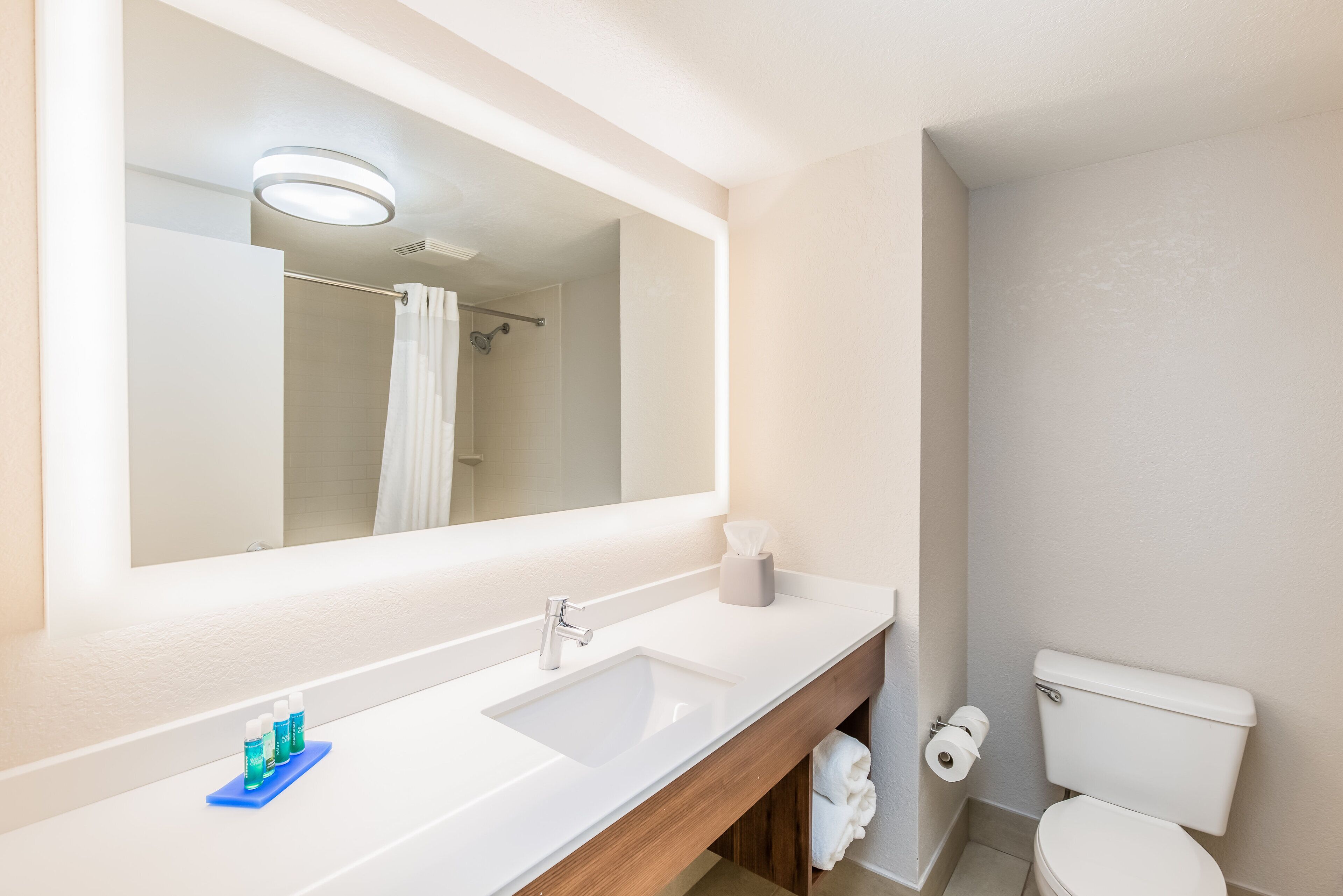 combined shower/bathtub, hair dryer, towels