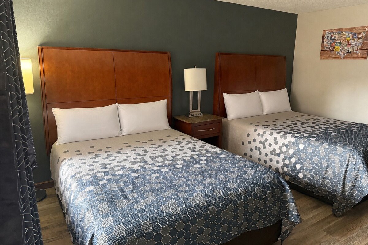 Desk, blackout drapes, iron/ironing board, WiFi (free)