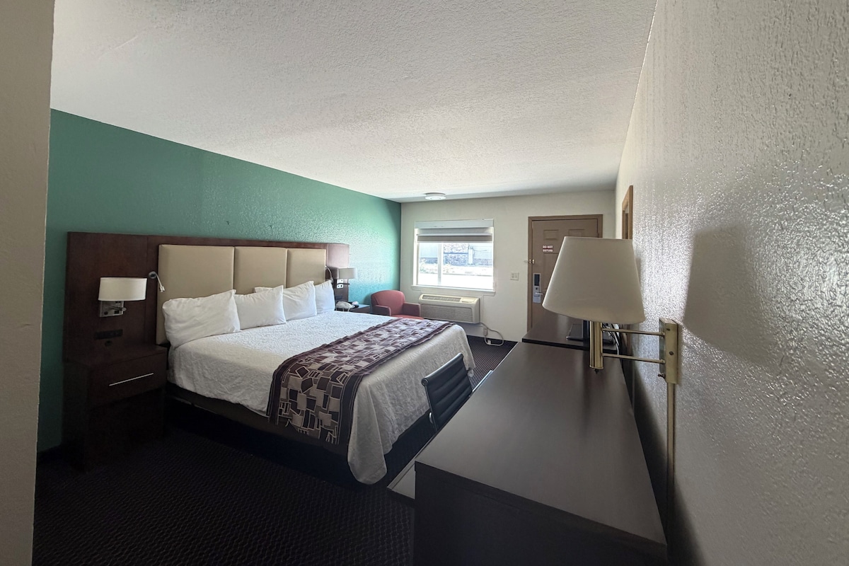 Room, 1 King Bed, Non Smoking | Blackout drapes, WiFi (free), alarm clocks, bed sheets