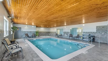 Indoor pool, open 7:00 AM to 11:00 PM, sun loungers
