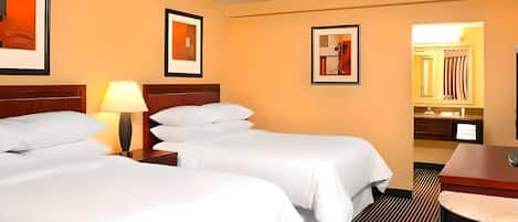 Standard Room, 2 Double Beds, Non Smoking | Premium bedding, in-room safe, desk, laptop workspace