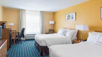 Room, 2 Double Beds | Desk, laptop workspace, iron/ironing board, free cribs/infant beds