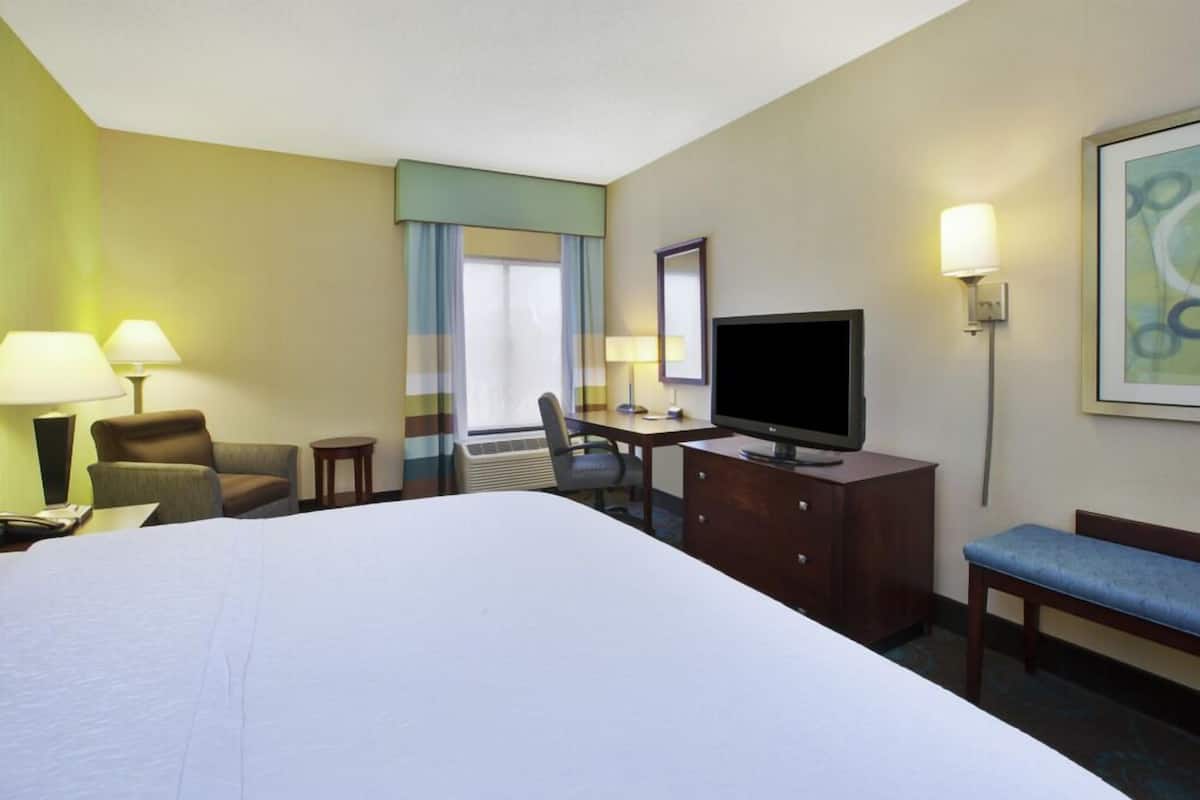 Premium bedding, pillowtop beds, desk, laptop workspace