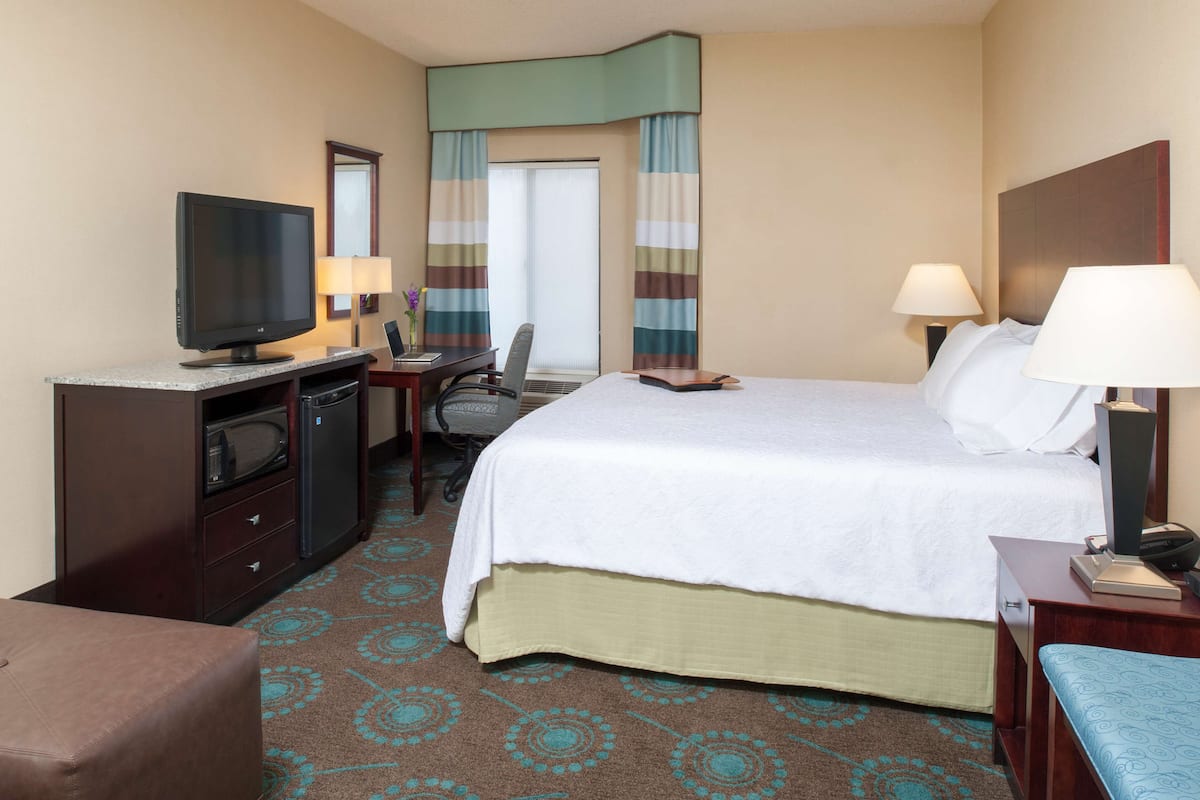 Premium bedding, pillowtop beds, desk, laptop workspace