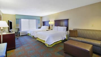 2 Queens Beds w/ Sofa Bed | 1 bedroom, premium bedding, pillowtop beds, desk