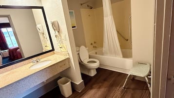 Room, 2 Double Beds, Accessible, Non Smoking | Bathroom | Combined shower/tub, free toiletries, towels