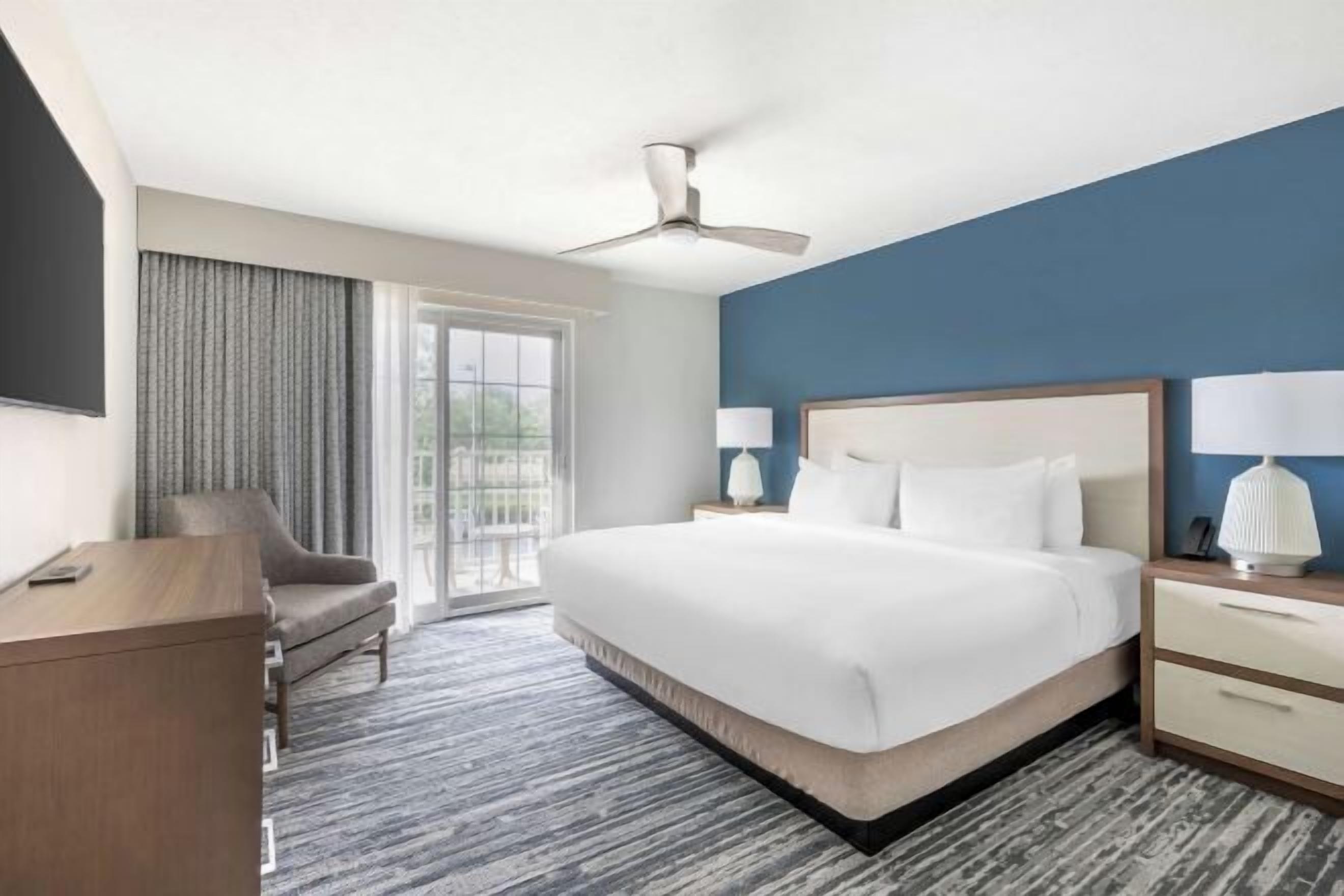 1 bedroom, desk, blackout curtains, iron/ironing board