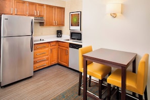 Fridge, microwave, coffee/tea maker, toaster