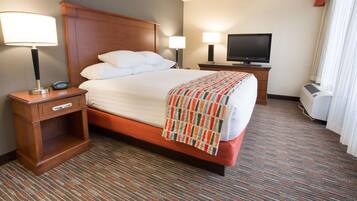 1 bedroom, desk, laptop workspace, blackout curtains