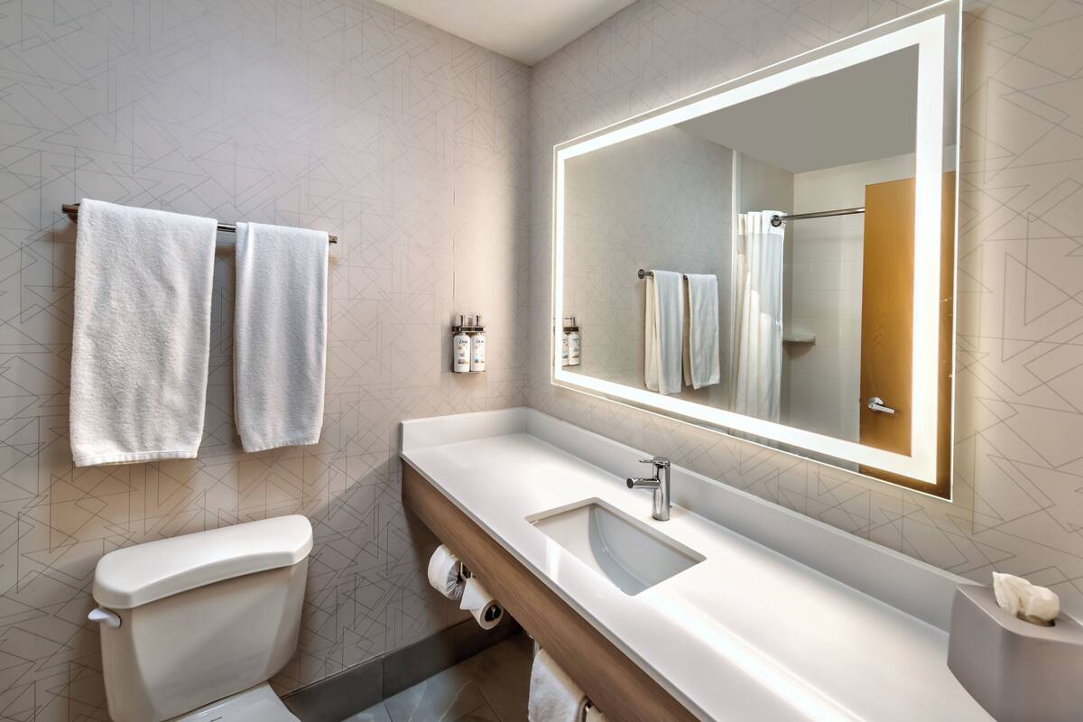 free toiletries, hair dryer, towels, soap