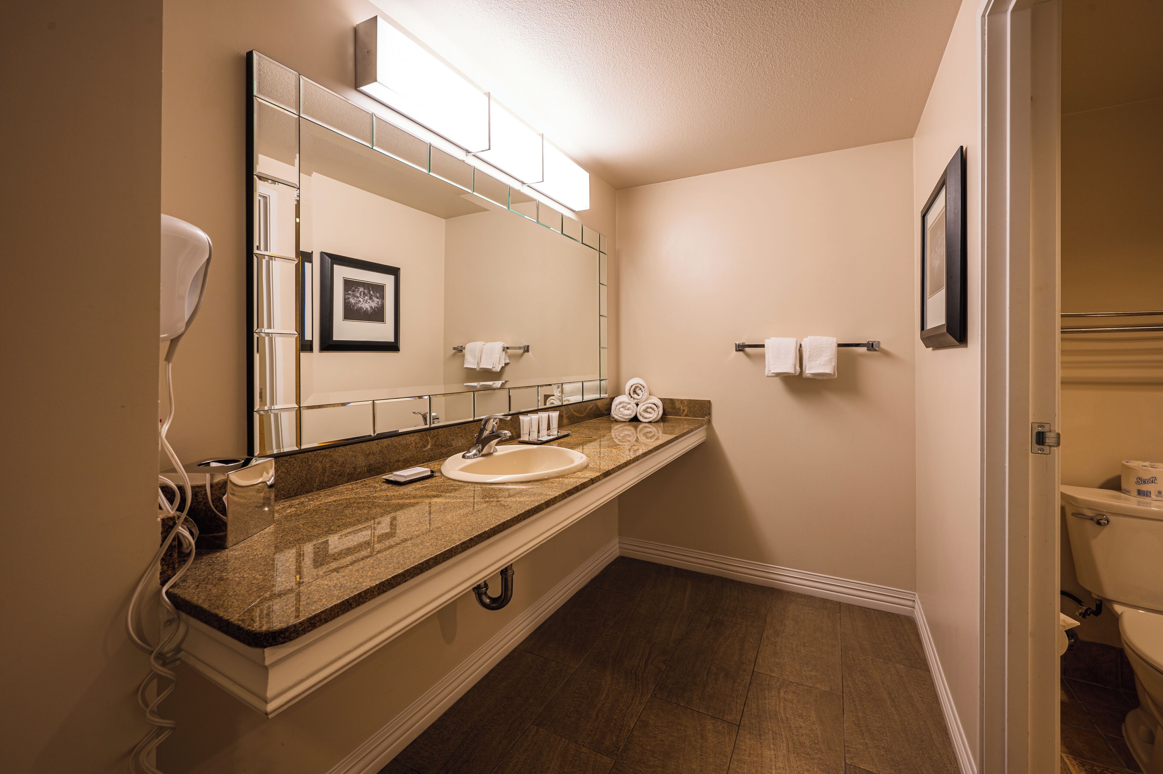 Free toiletries, hair dryer, towels