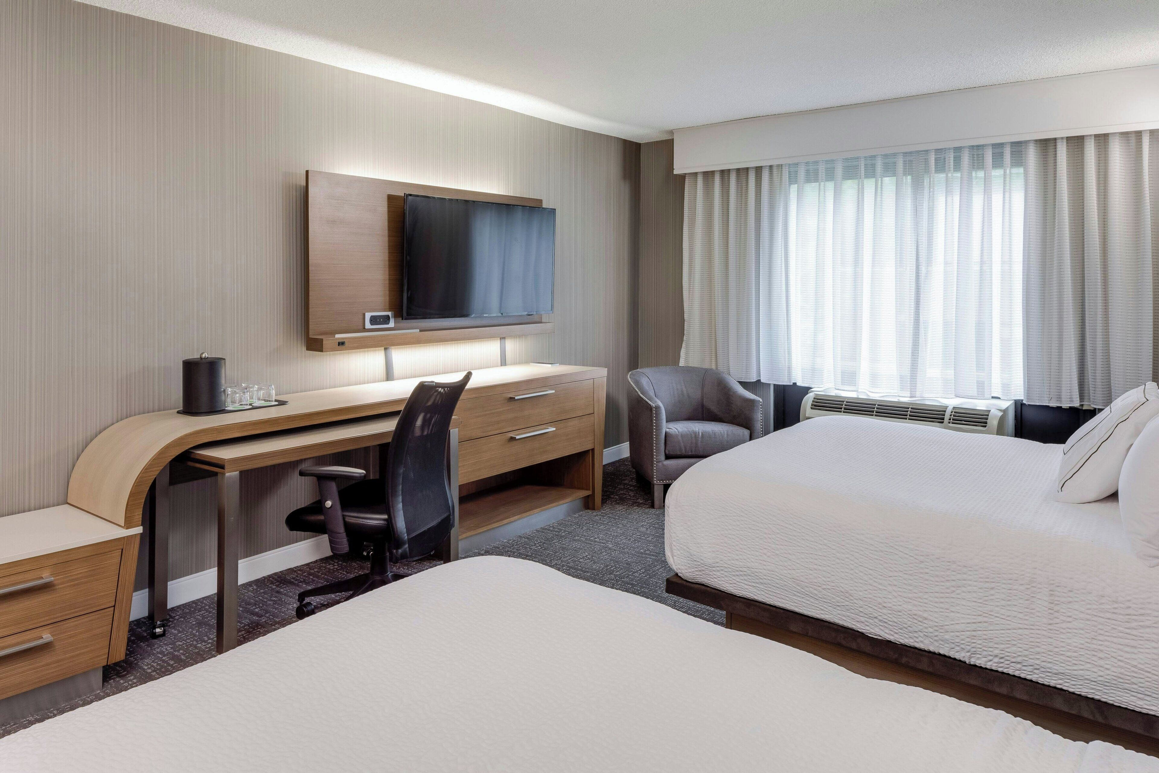 room, 2 queen beds, non smoking | in-room safe, desk, blackout curtains, iron/ironing board