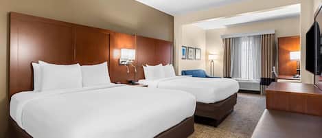 Room, Multiple Beds, Non Smoking | Desk, laptop workspace, blackout drapes, iron/ironing board