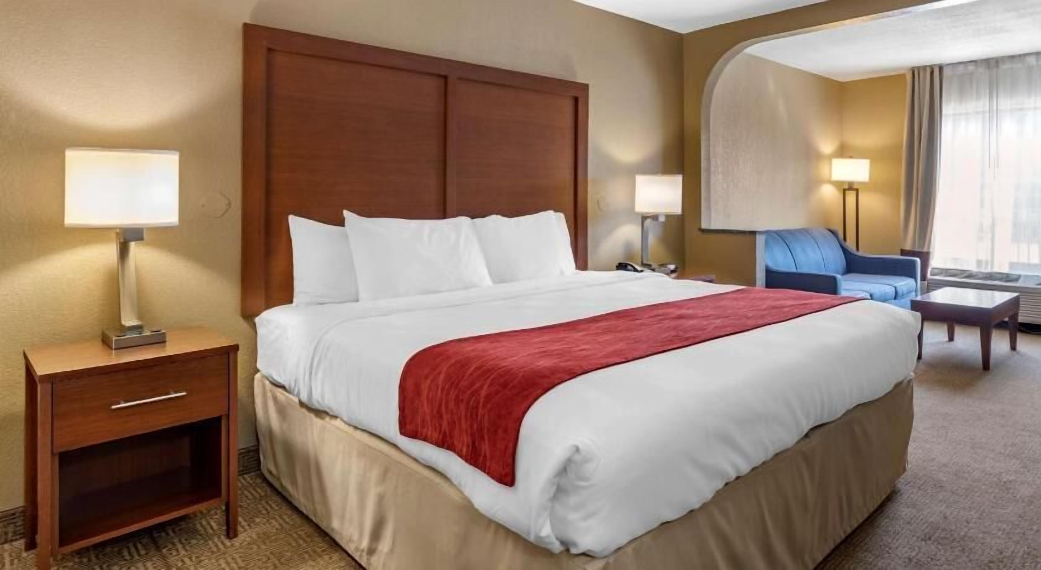 Hypo-allergenic bedding, down duvets, in-room safe, desk