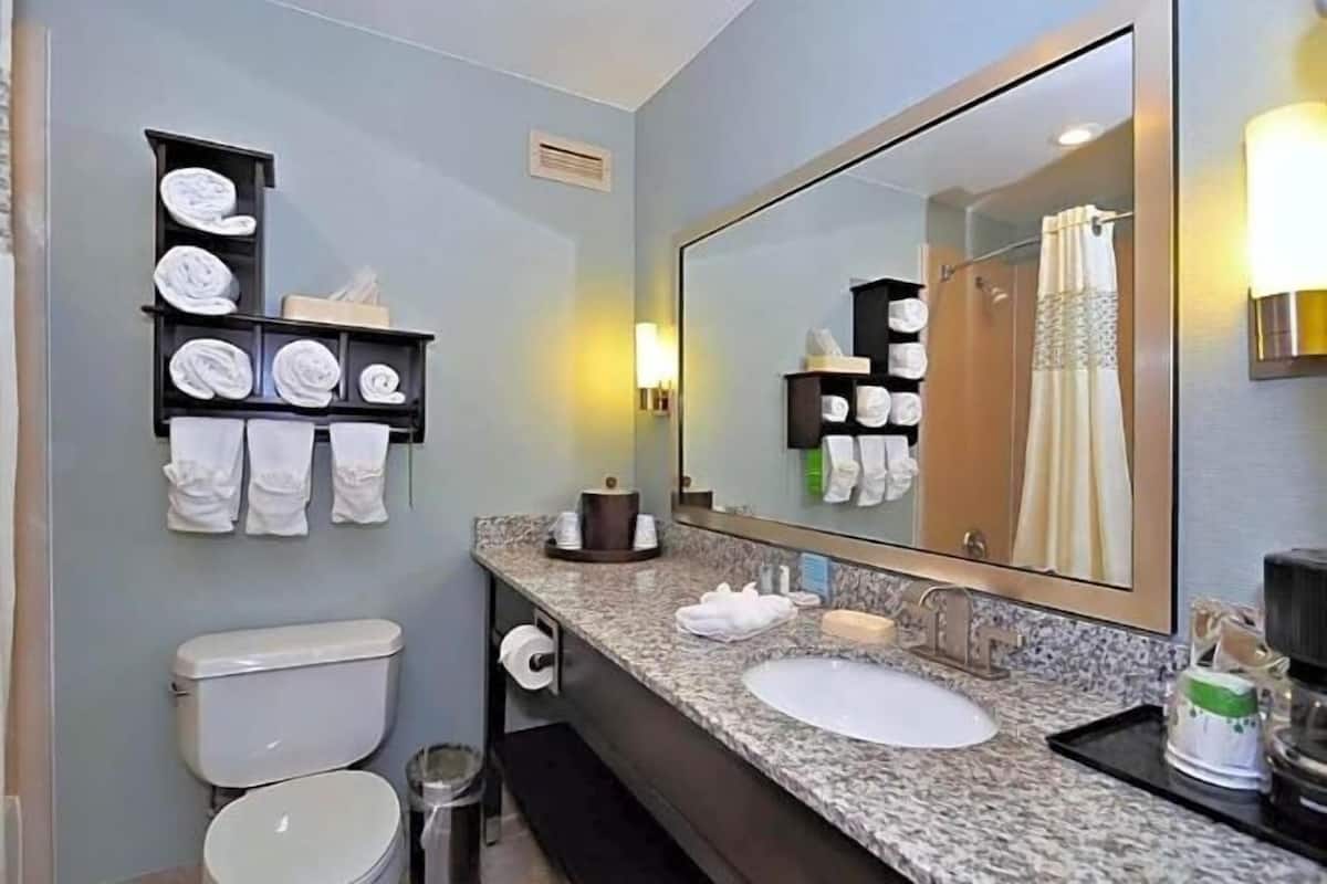 Bathroom | Hydromassage showerhead, hair dryer, towels