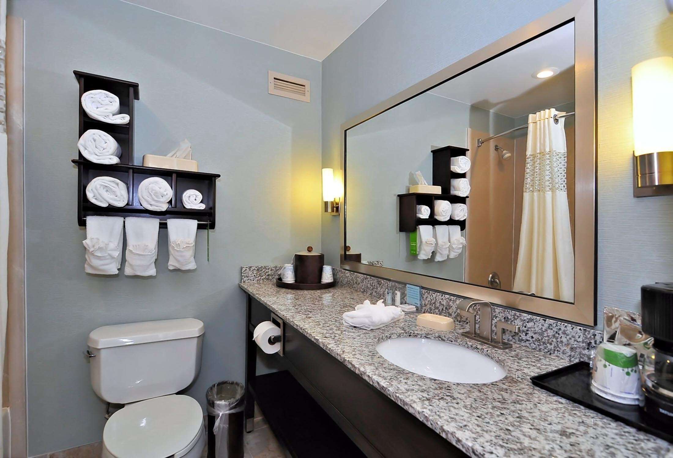 hydromassage showerhead, hair dryer, towels