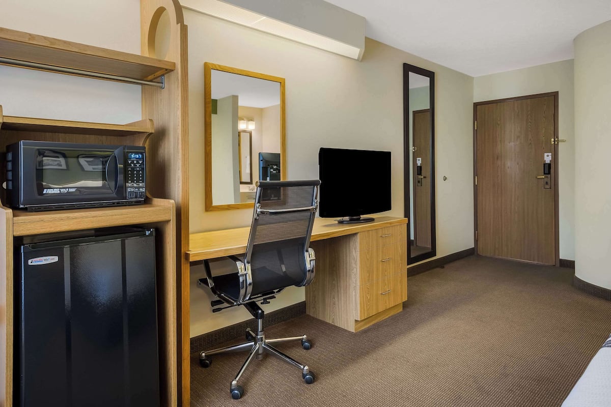 standard room, 1 king bed, non smoking | in-room safe, desk, laptop workspace, blackout curtains