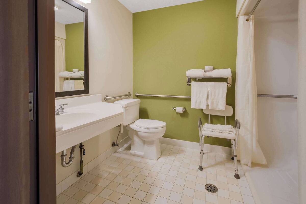 room, 2 double beds, accessible, non smoking | in-room safe, desk, laptop workspace, blackout curtains