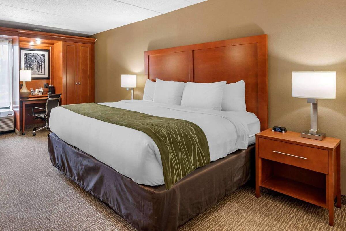 Hypo-allergenic bedding, desk, iron/ironing board