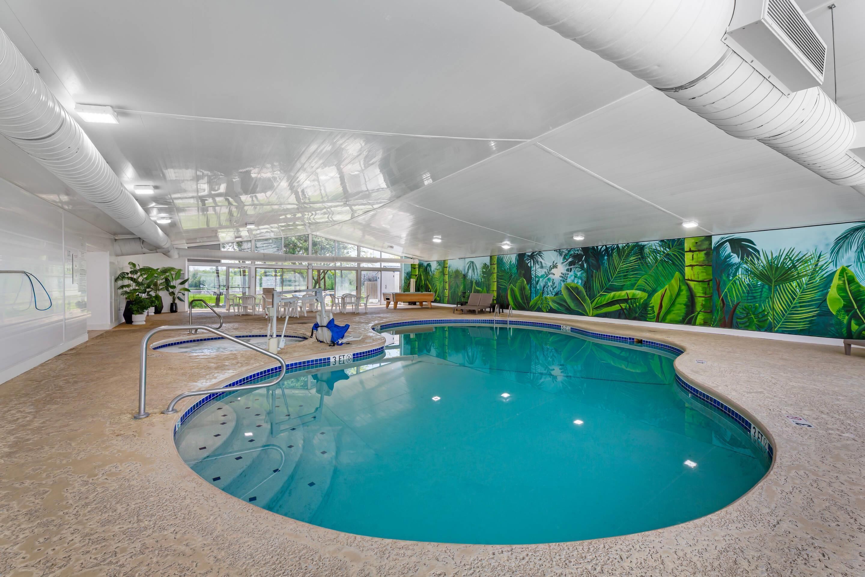 Indoor pool, open 8:00 AM to 11:00 PM, sun loungers
