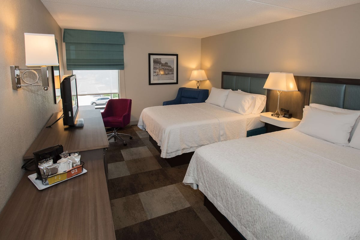 Two queen beds non smoking | In-room safe, iron/ironing board, free cots/infant beds, rollaway beds