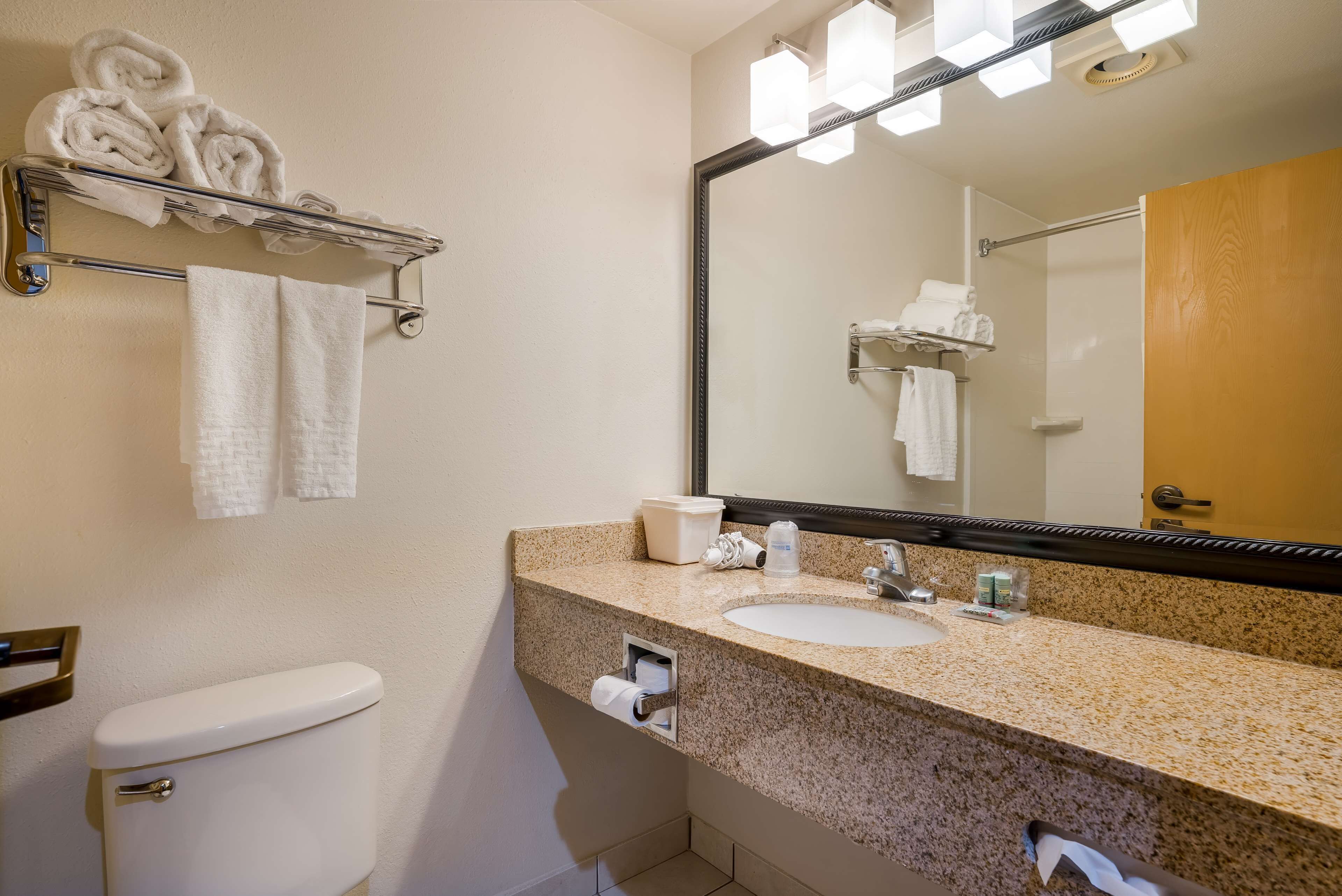 free toiletries, hair dryer, towels