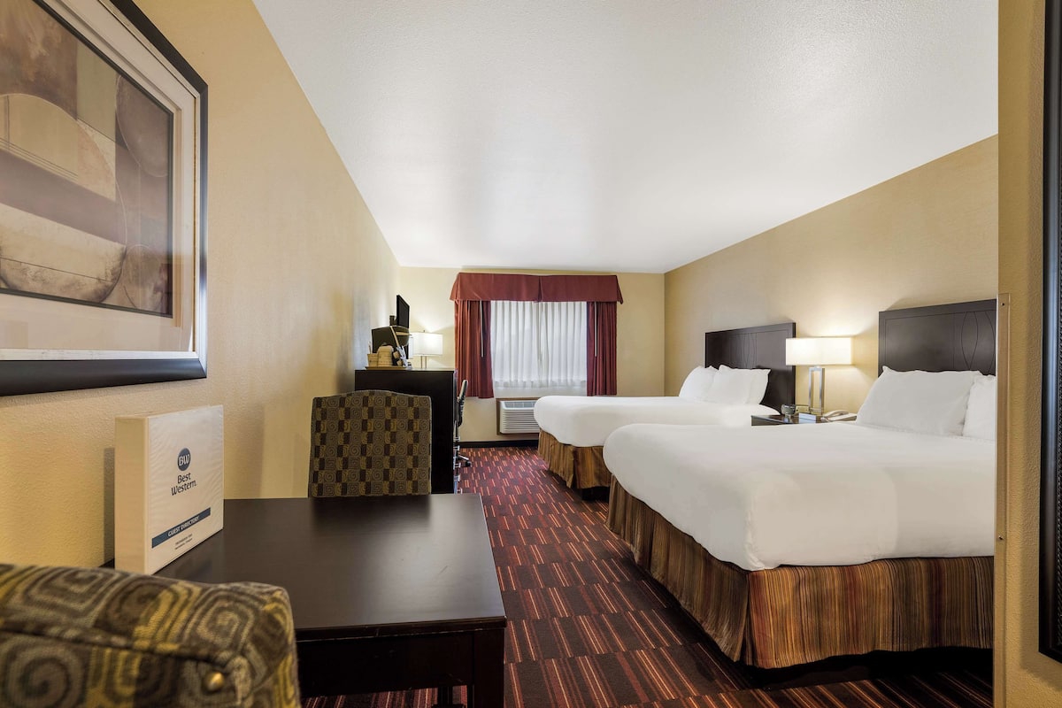 Standard Room, 2 Queen Beds, Refrigerator & Microwave | Desk, laptop workspace, soundproofing, iron/ironing board
