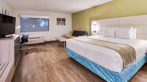 Brankas, meja kerja, tirai kedap cahaya, dan setrika/meja setrika