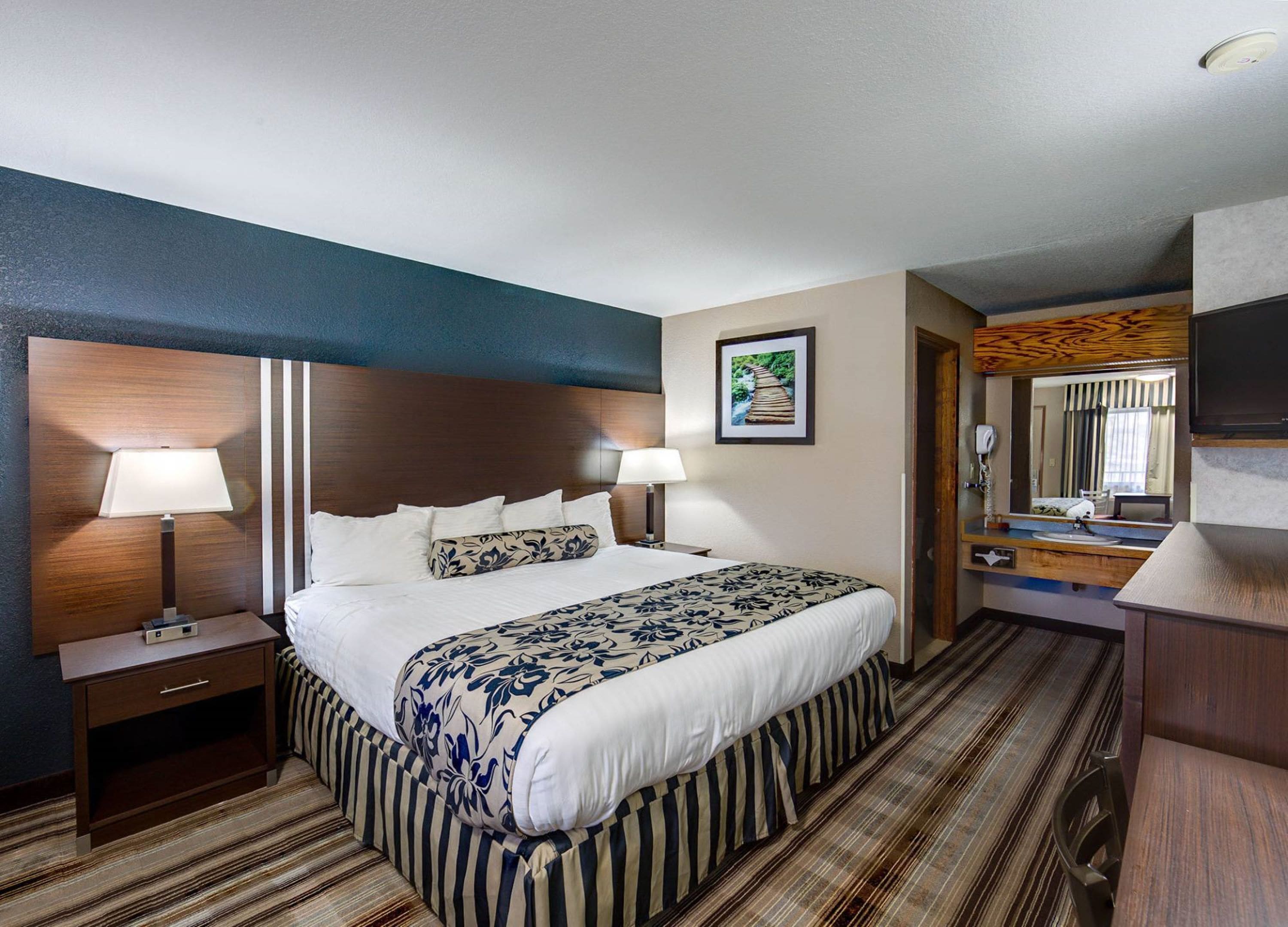 Desk, blackout curtains, iron/ironing board, WiFi