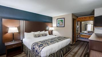 Desk, blackout drapes, iron/ironing board, WiFi