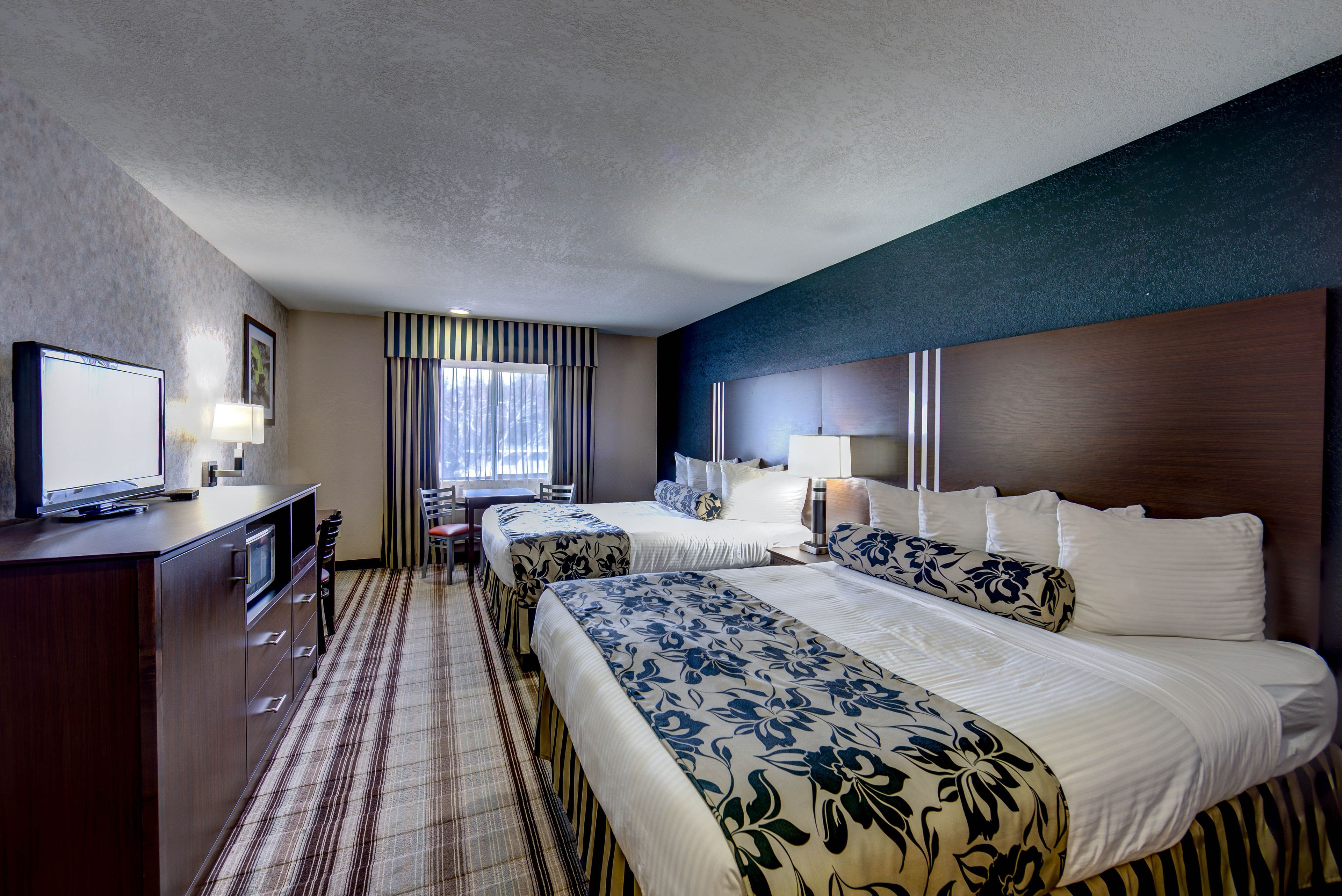 double room, 2 queen beds (no pets) | desk, blackout curtains, iron/ironing board, wifi