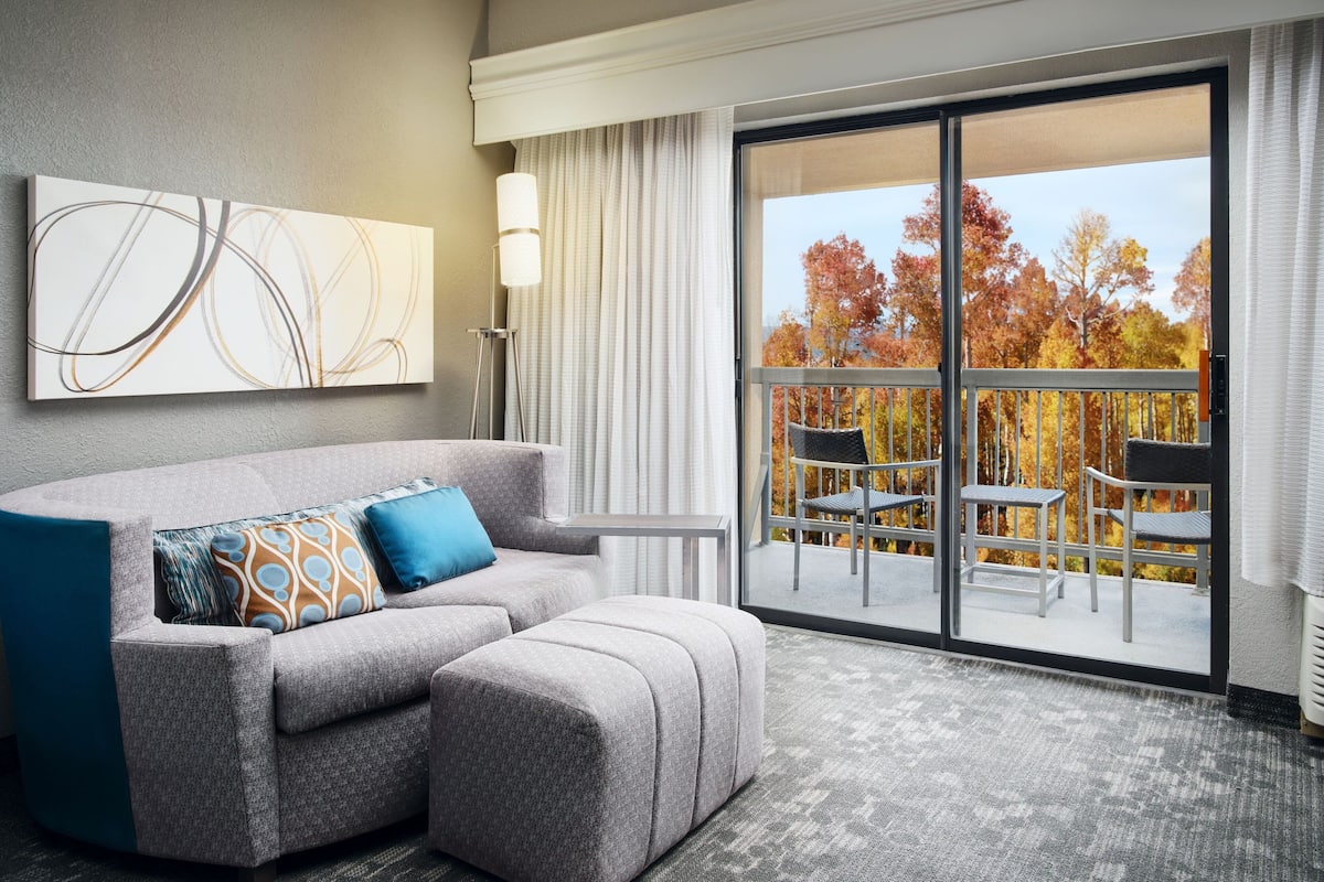 1 bedroom, desk, laptop workspace, blackout curtains