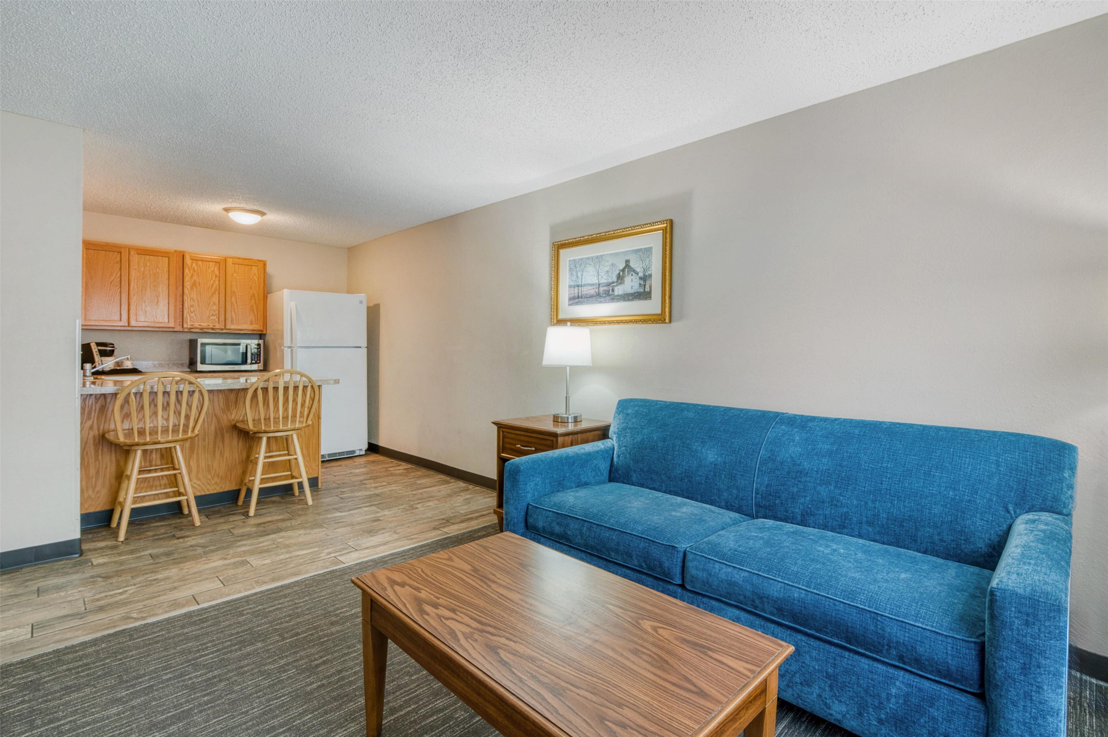 suite, 1 king bed, non smoking, kitchenette (with sofabed) | laptop workspace, blackout curtains, iron/ironing board, free wifi