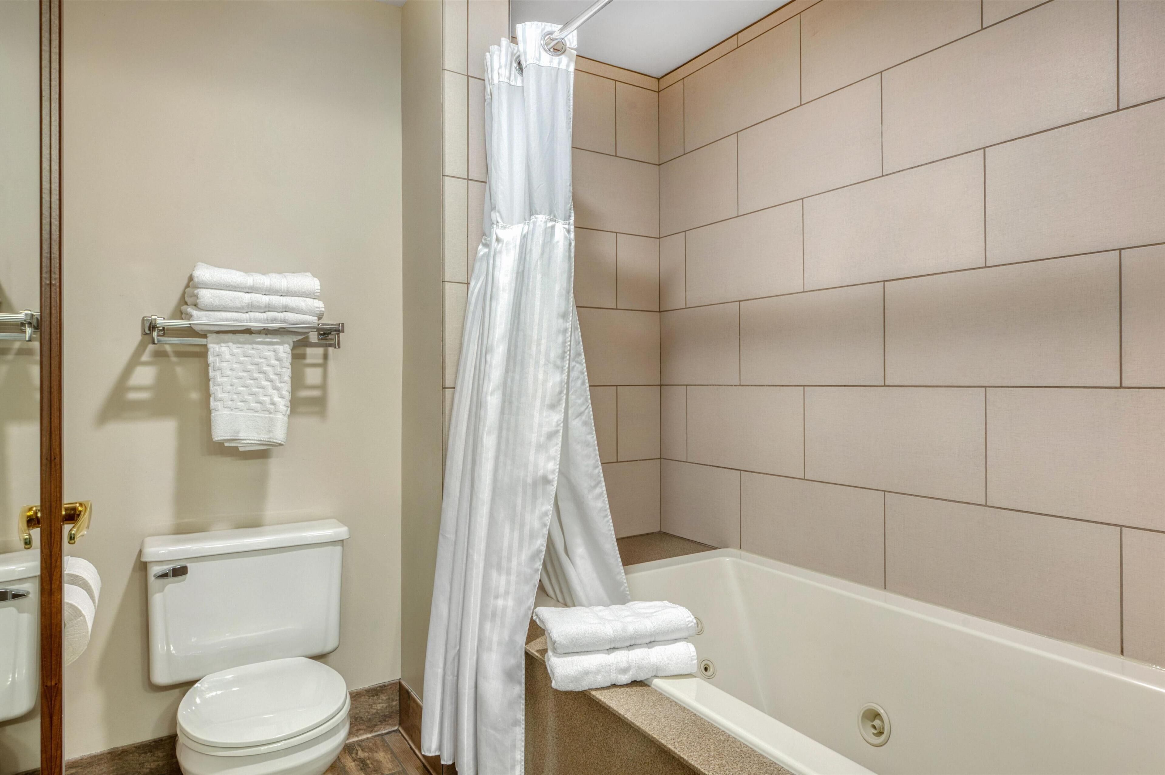 suite, 1 king bed, non smoking, kitchenette (with sofabed) | bathroom | combined shower/bathtub, eco-friendly toiletries, hair dryer, towels