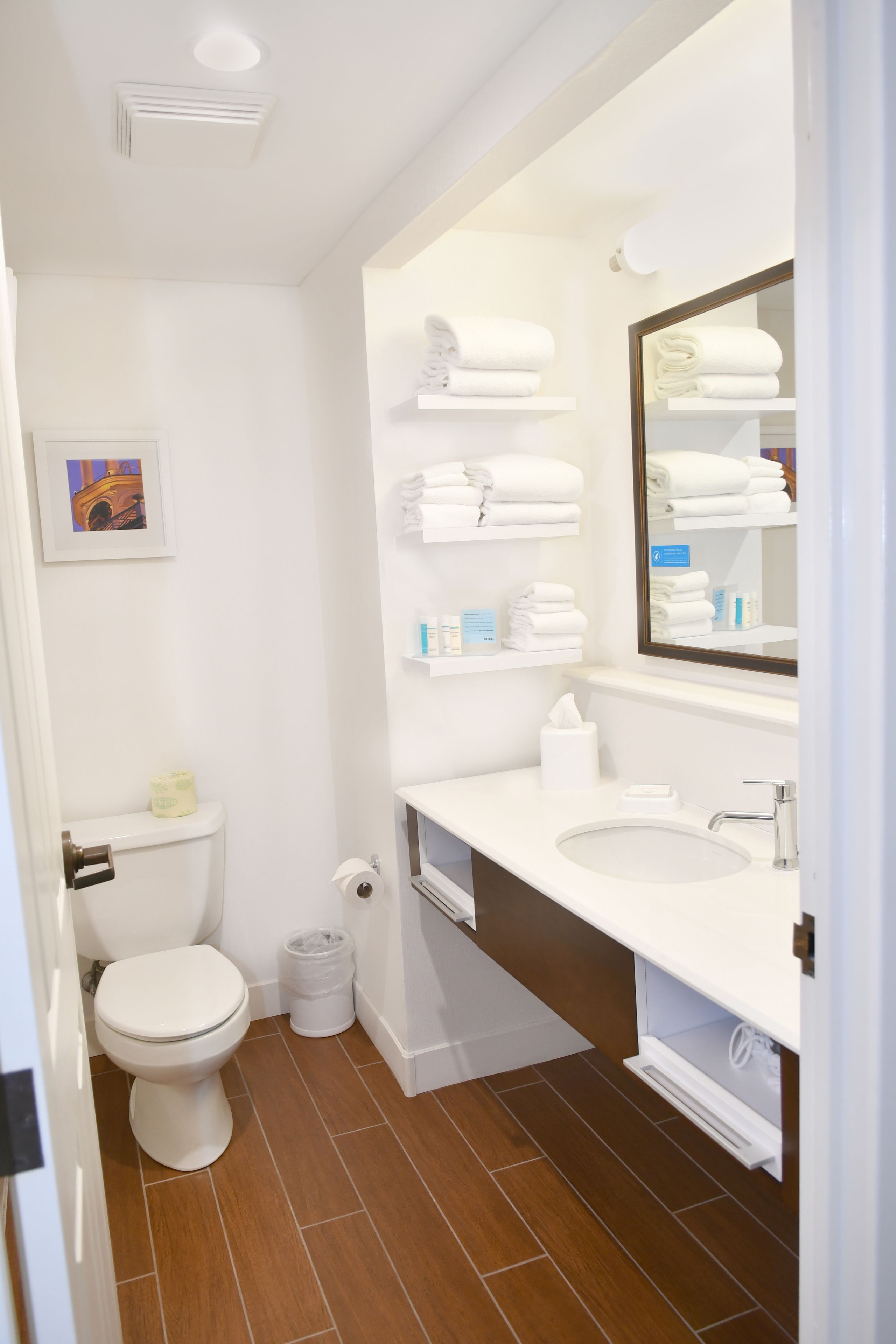 free toiletries, hair dryer, towels