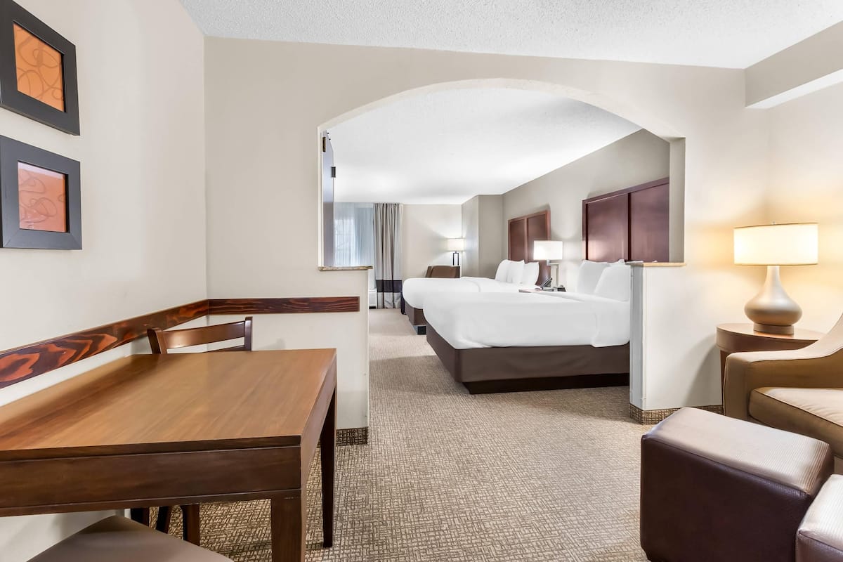 Suite, 2 Double Beds, Non Smoking | In-room safe, desk, laptop workspace, iron/ironing board