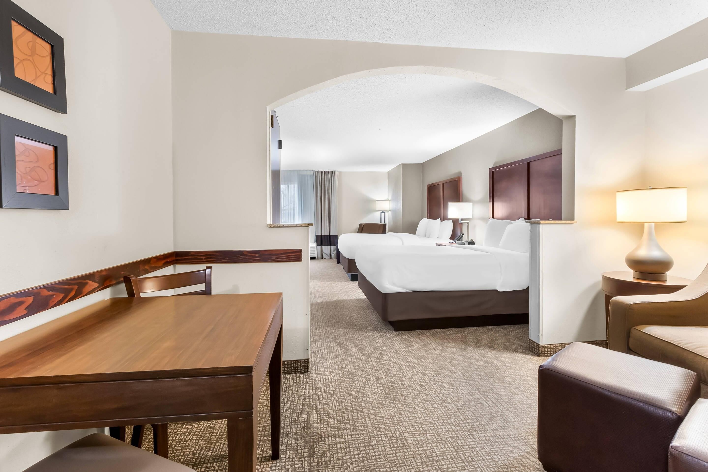 Suite, 2 Double Beds, Non Smoking | In-room safe, desk, laptop workspace, iron/ironing board