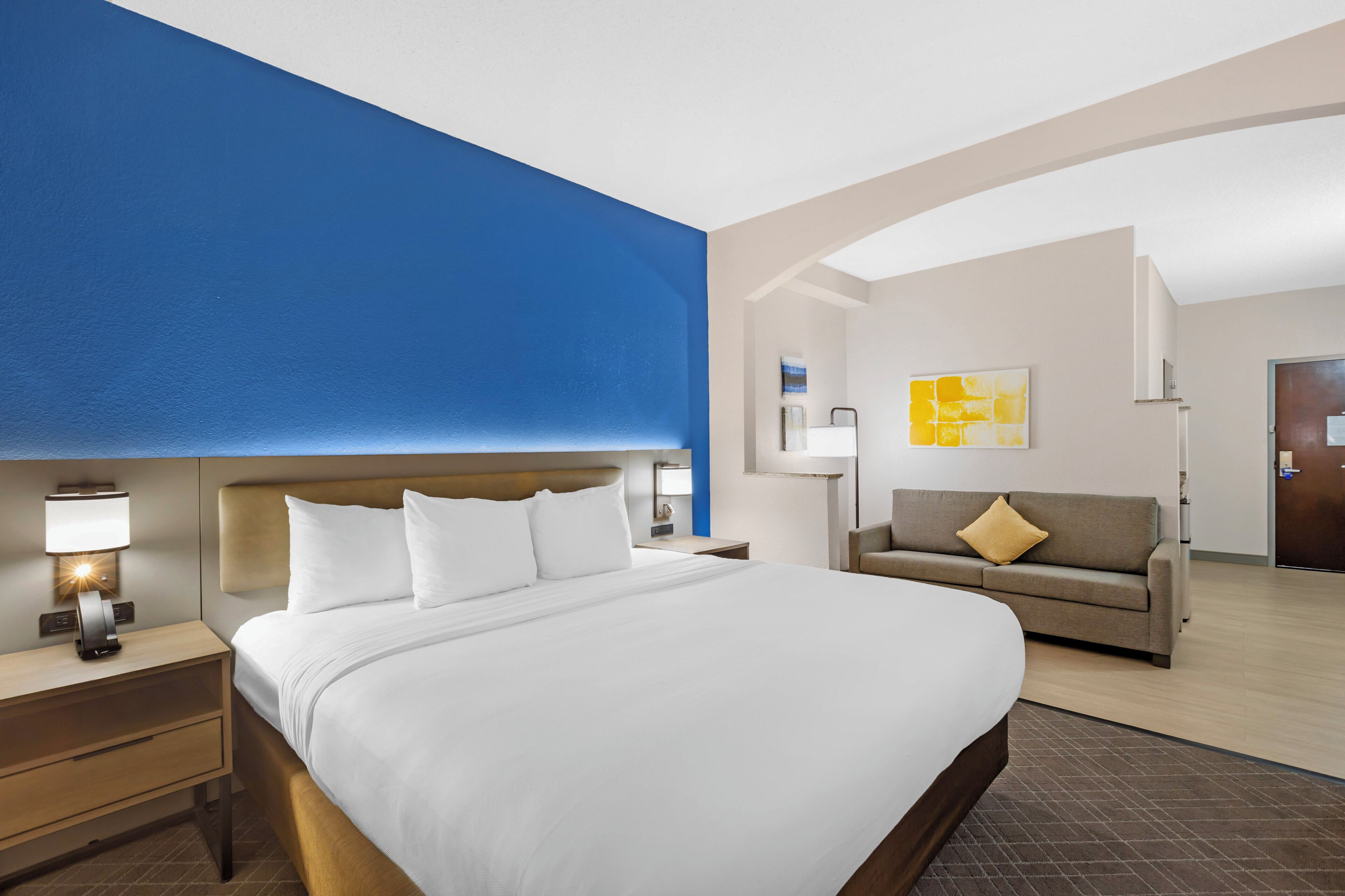 Suite, 1 King Bed with Sofa bed, Accessible, Non Smoking | In-room safe, desk, laptop workspace, iron/ironing board