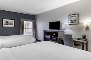 Standard Room, 2 Queen Beds, Non Smoking | Pillowtop beds, desk, iron/ironing board, free cribs/infant beds