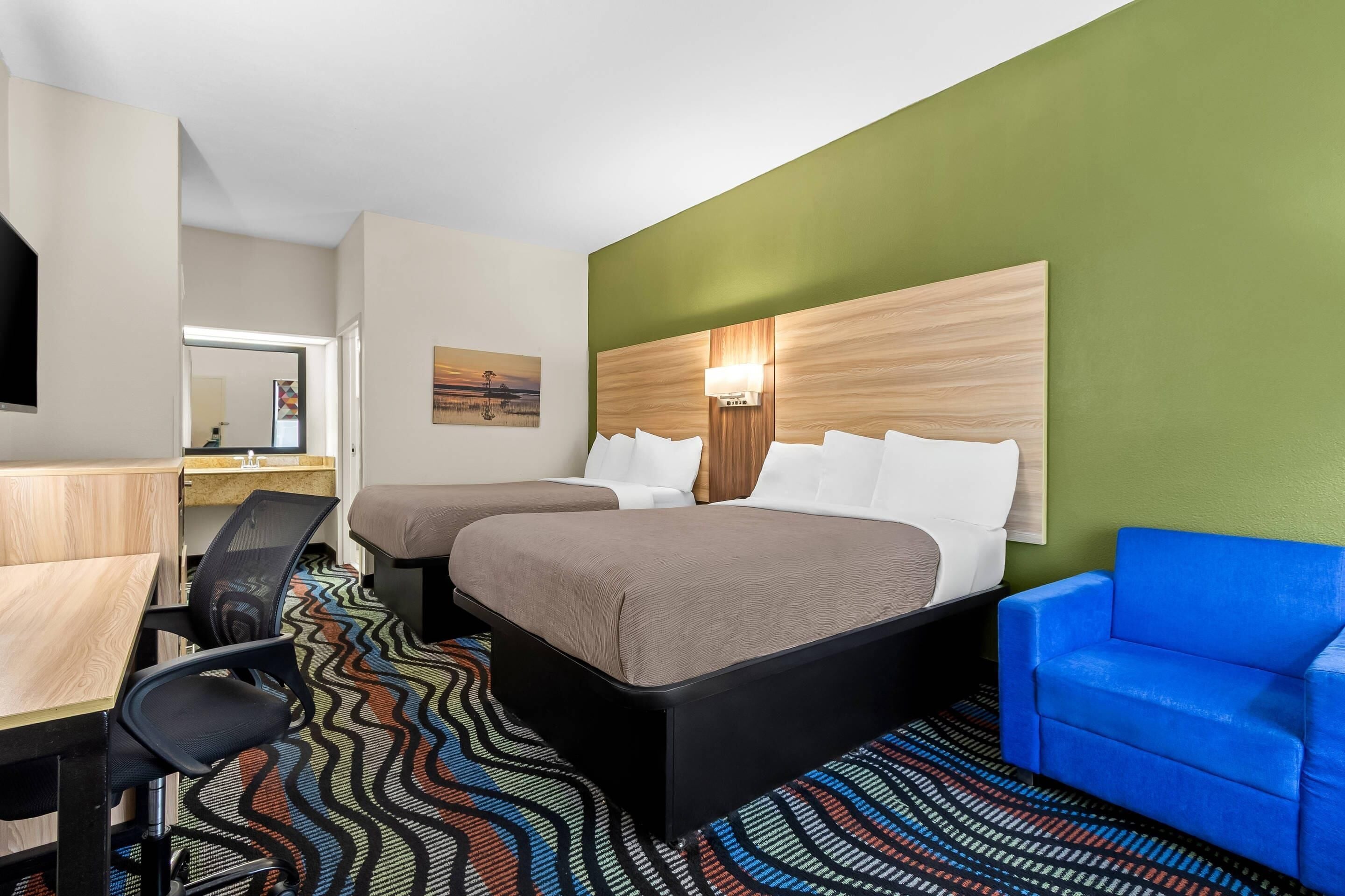 Standard Room, 2 Double Beds, Non Smoking | In-room safe, desk, iron/ironing board, free WiFi
