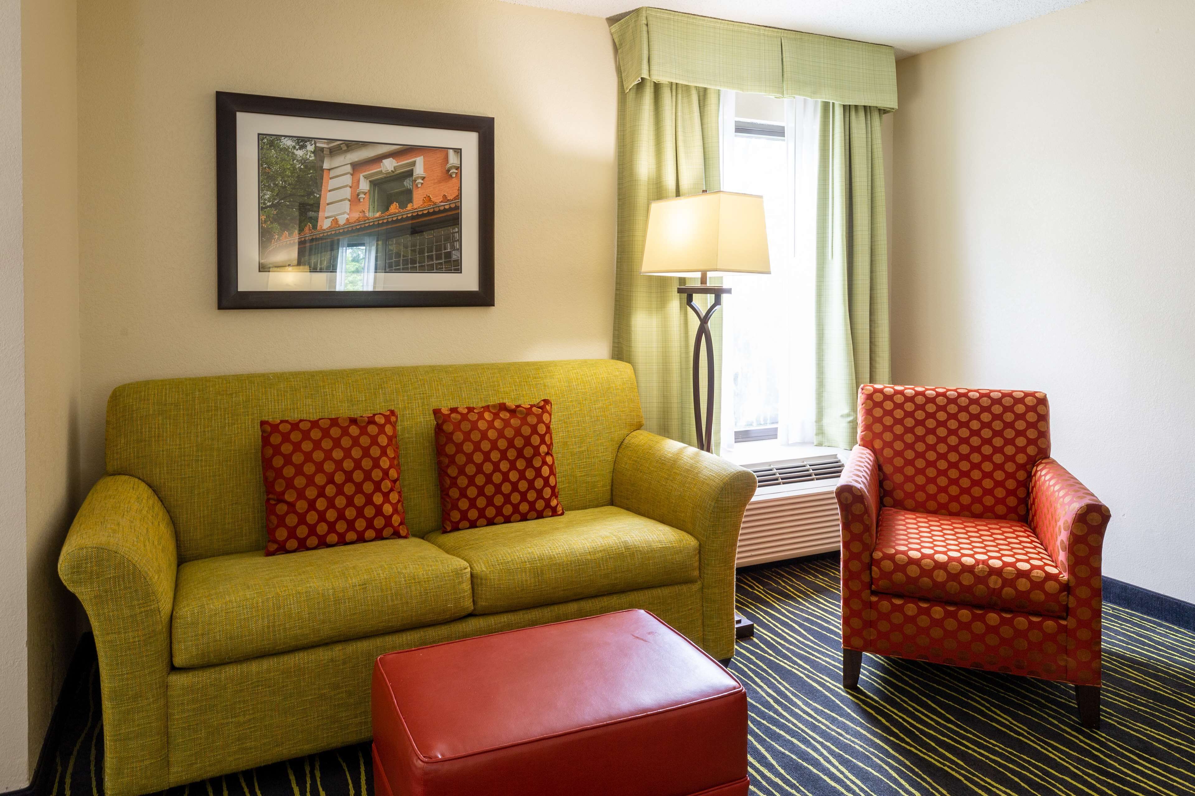 room, 1 king bed with sofa bed (large room, shower only) | living area | flat-screen tv, dvd player