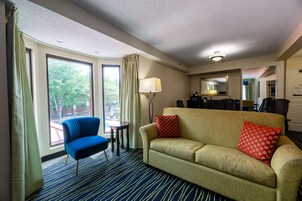 Suite, 1 King Bed, Refrigerator & Microwave, Lake View | Living area | Flat-screen TV, DVD player