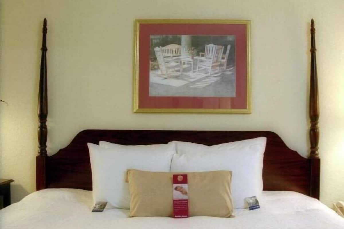 Premium bedding, desk, blackout drapes, iron/ironing board