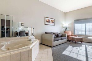 1 bedroom, desk, blackout drapes, iron/ironing board